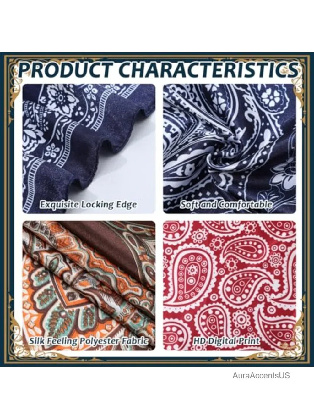 6 Pcs Wild Rag 35in Square Bandana Polyester Neck Scarf Neckerchief Shawl for